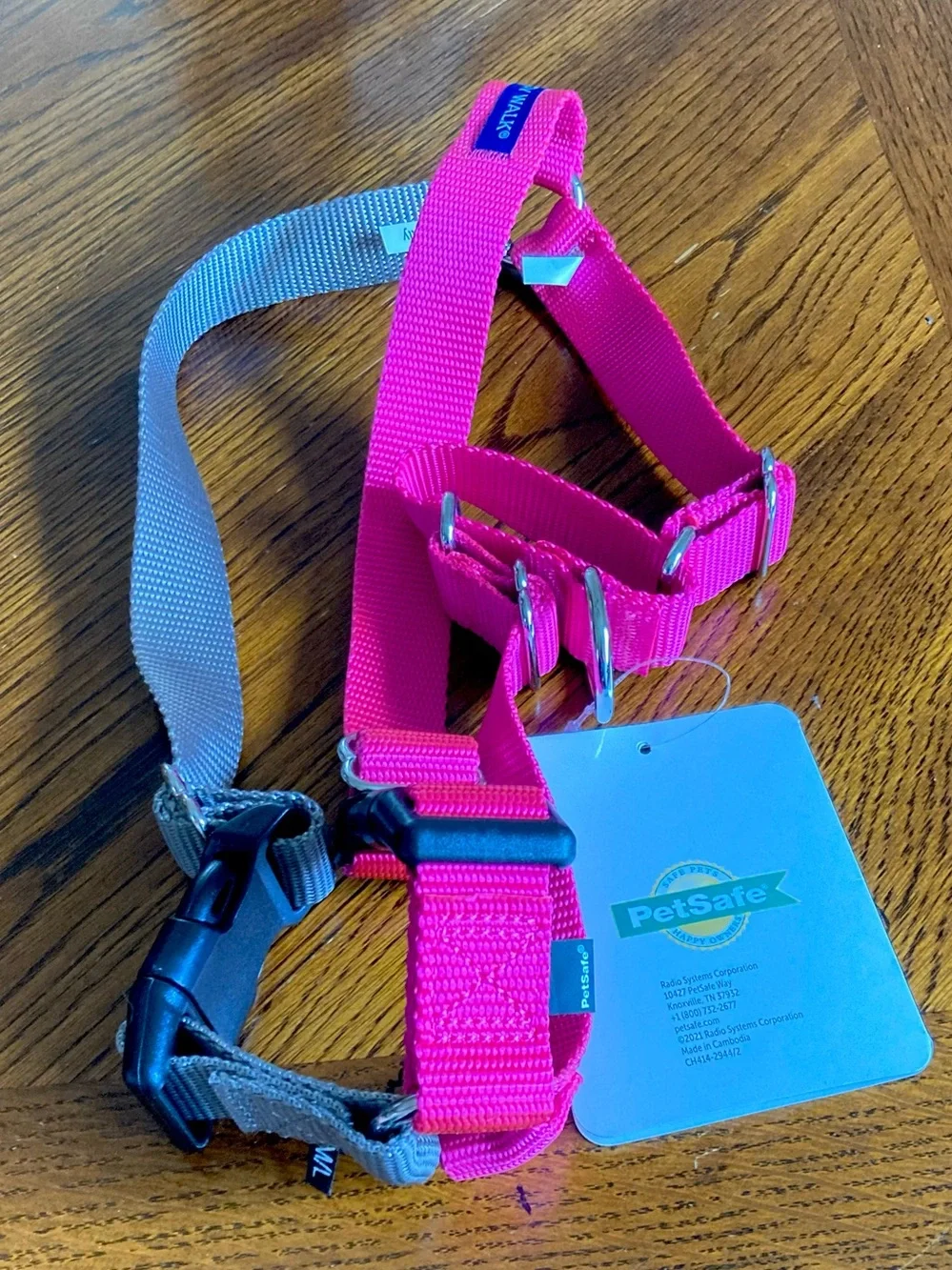 Pet Safe Easy Walk Bright Pink & Gray Harness M/L NWT